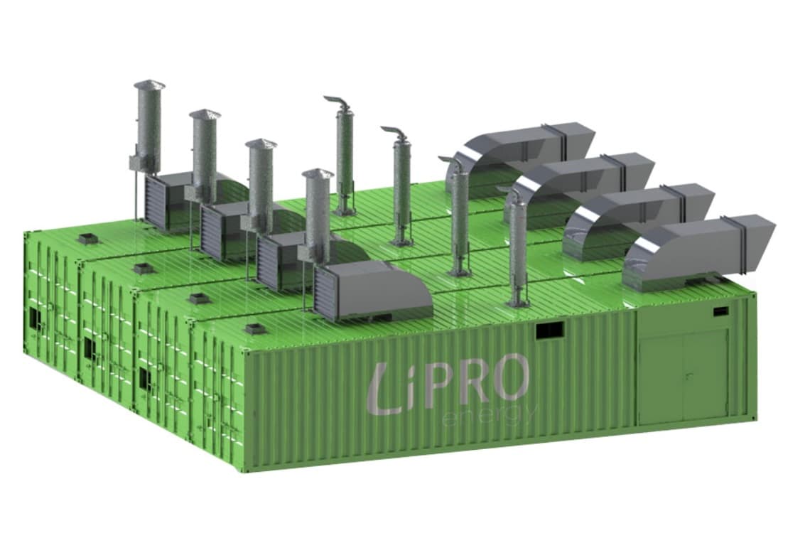 LiPRO Mobile Cube containerized gasification CHP units arranged as a multi-unit block